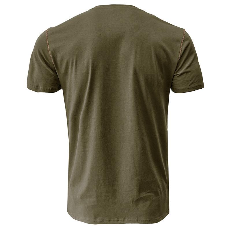 Men's Solid Short Sleeve Henley Shirts Casual Basic Tops Summer Button Sports T-Shirts With Pocket Male Athletic Workout Moisture Wicking Tee Shirts