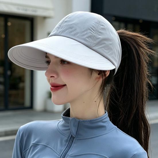 Summer Sun Hat, Wide Brim Sun Protection Hat for Women, UV Blocking Arc Shape Face Slimming Design Beach Travel Outdoor Cap