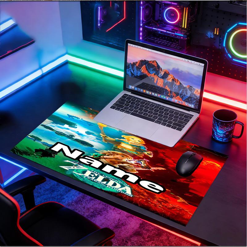 Custom Name Personalized The Legend of Zelda Pattern Mousepad, Laptop PC Desk Mat, Decorative Desk Mat for Home Keyboard Pad Gift