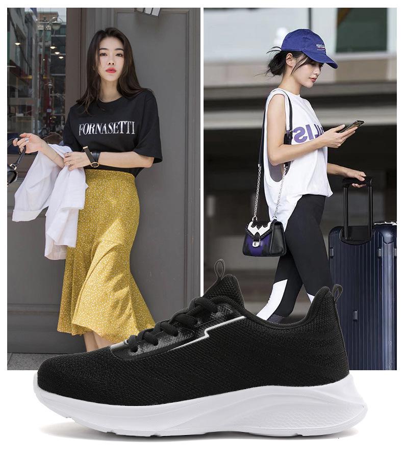 Women's Breathable Flyknit Mesh Running Shoes - Low-top, Large Size, Casual Sneakers for Spring/Summer