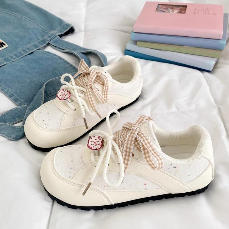 

Pink sweet round head lace-up little white shoes women s autumn new pair of shoelaces casual shoes student fashion board shoes 40