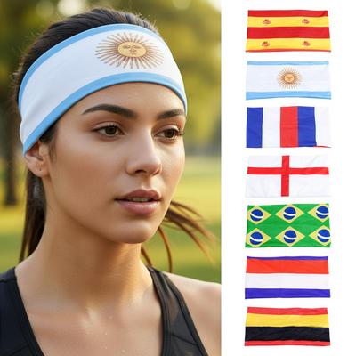 Fußballspiel Kopftuch Nationalflaggenmuster Sport Stirnband Elastisches Stirnband mit breitem Rand Herren und Damen Yoga Stirnband