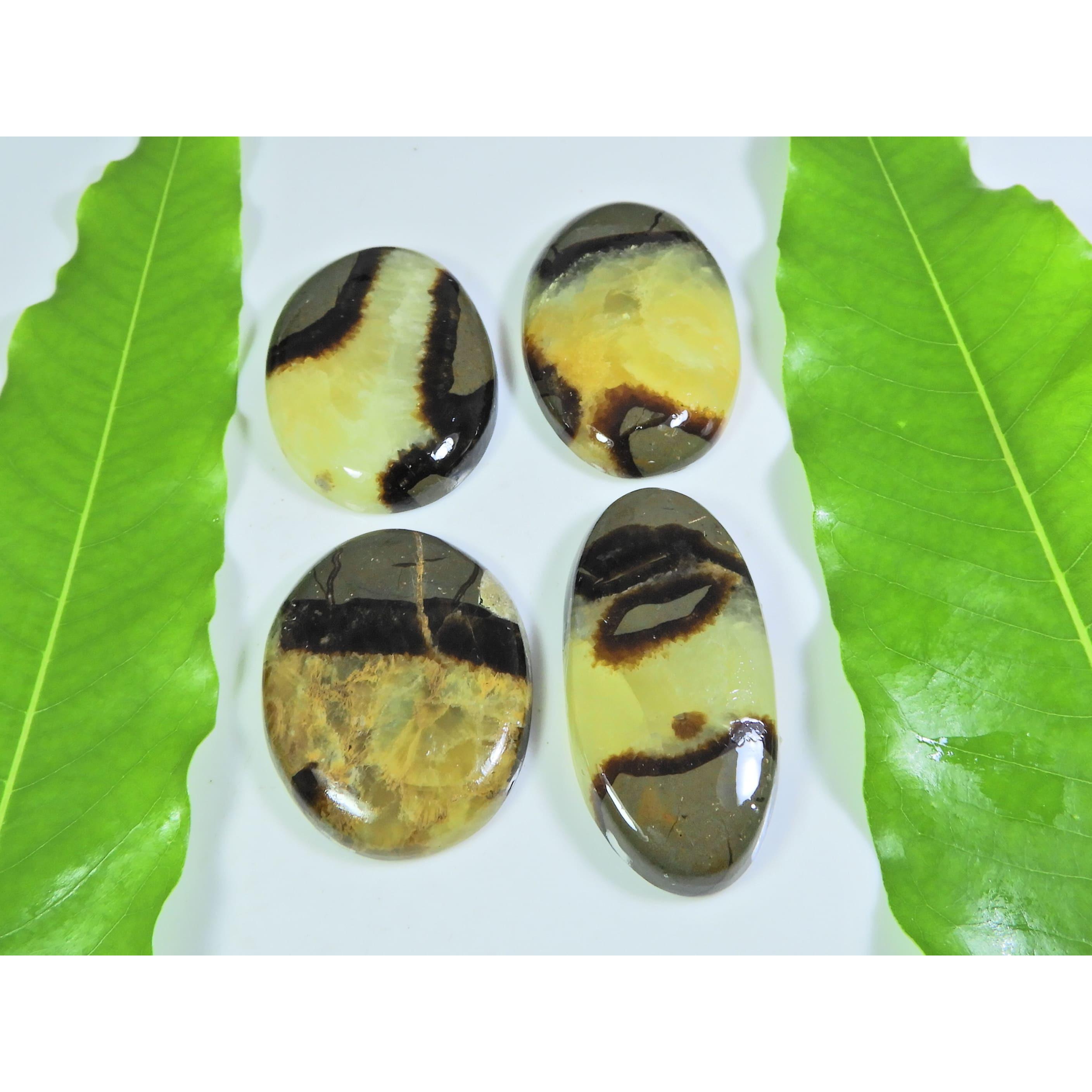 

321Cts. Natural septarian Multi Colour Oval Cabochon Loose Gemstone 4Pcs Lot A-367