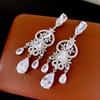 Silver Needle New Chinese Zircon Leaf Water Drop Earrings Light Luxury Premium Sense Earrings Retro Court Style Temperament Earrings Women