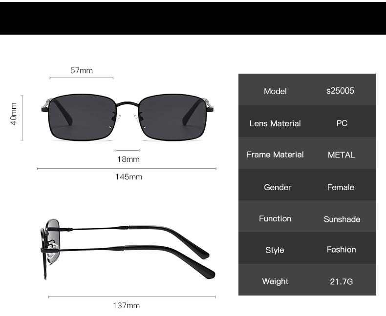 3pcs High Quality Rectangle Sunglasses Women Metal Frame Glasses Vintage Brand Square Sun Glasses for Men Shades Female Eyewear