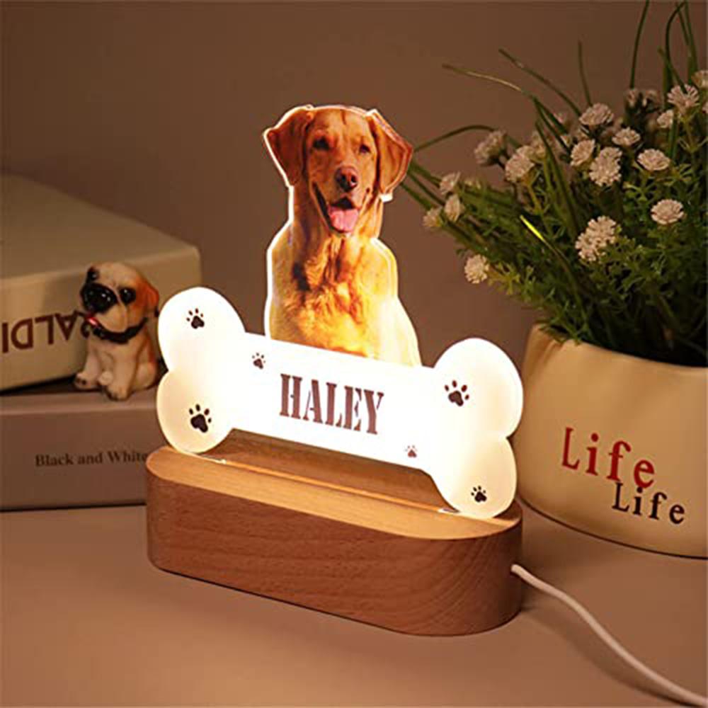 Custom Photo Acrylic Pet Growth Memory Night Light Pet Accompany Moments Personalized Bedroom Bedside Desktop Home Decor Gift
