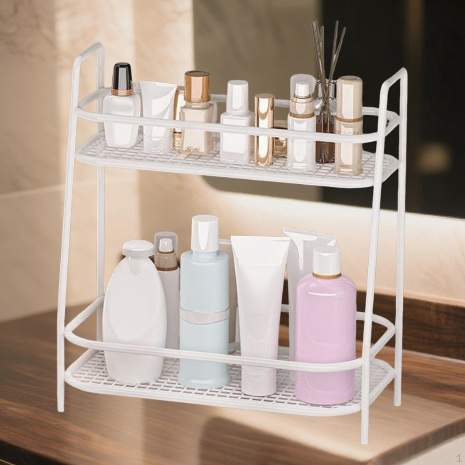 

Двухуровневый органайзер для ванной комнаты для столешницы, подставка для макияжа и парфюмерии белый