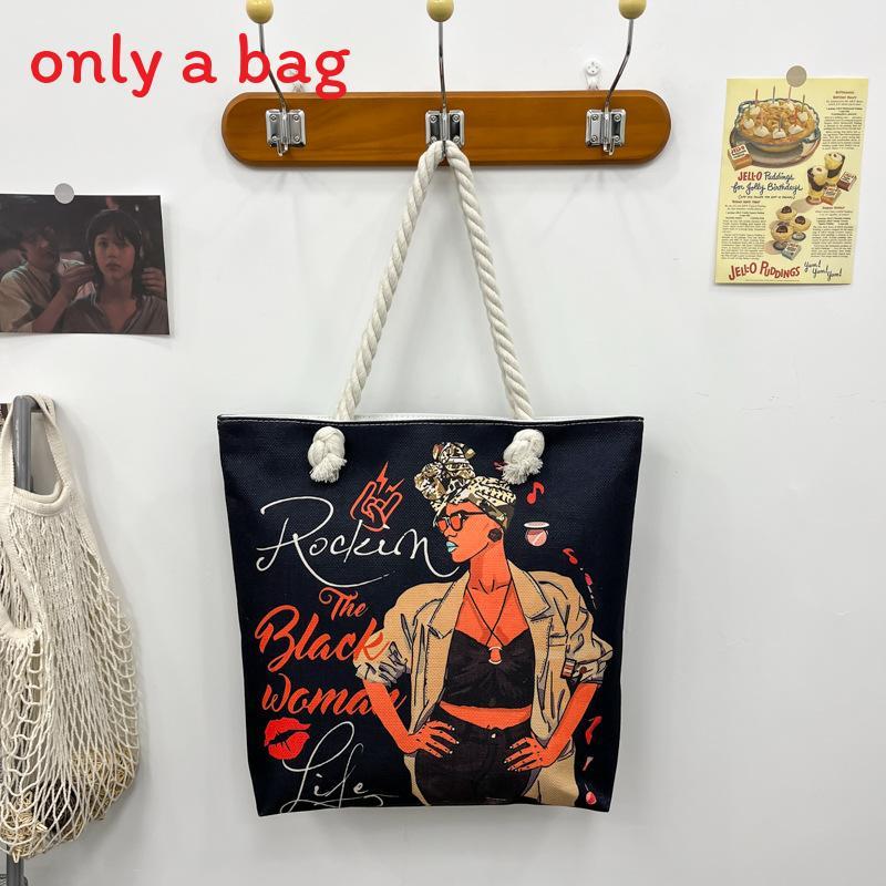 Women Print Handbag Large Oxford Canvas Casual Shoulder Bag For Daily Use
