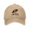 AVICII Logo Gewaschene Canvas Baseballkappe Schwarz Vintage Stil Verstellbare Passform Unisex Streetwear Hut Musikfestival Essential