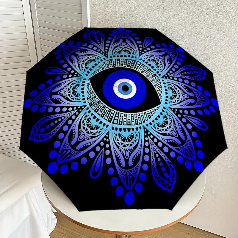 1pc Eye Mandala Automatic Open/Close Umbrella with Windproof, 8-Rib Sturdy Canopy, Durable Ribs, Fashionable Design1239A