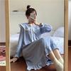 "Women's Long-Sleeve Over-the-Knee Princess Nightdress with Doll Collar - Spring/Autumn Korean Style"