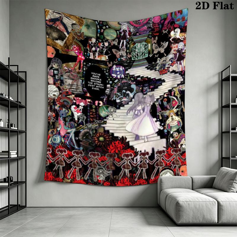 Puella Magi Madoka Magica Wall Tapestry Aesthetic Wall Hanging Printed Fabric Blanket Decorative Tapestries for Bedroom Living Room Home Decor