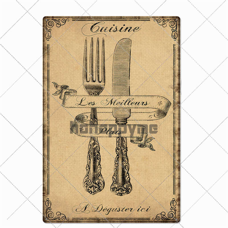 Segno di Latta Metallico Vintage per Cucina Poster Retrò Piatto per Cibo Pub Bar Cucina Sala da Pranzo Decorazione Murale Decorazione per la Casa 20*30cm