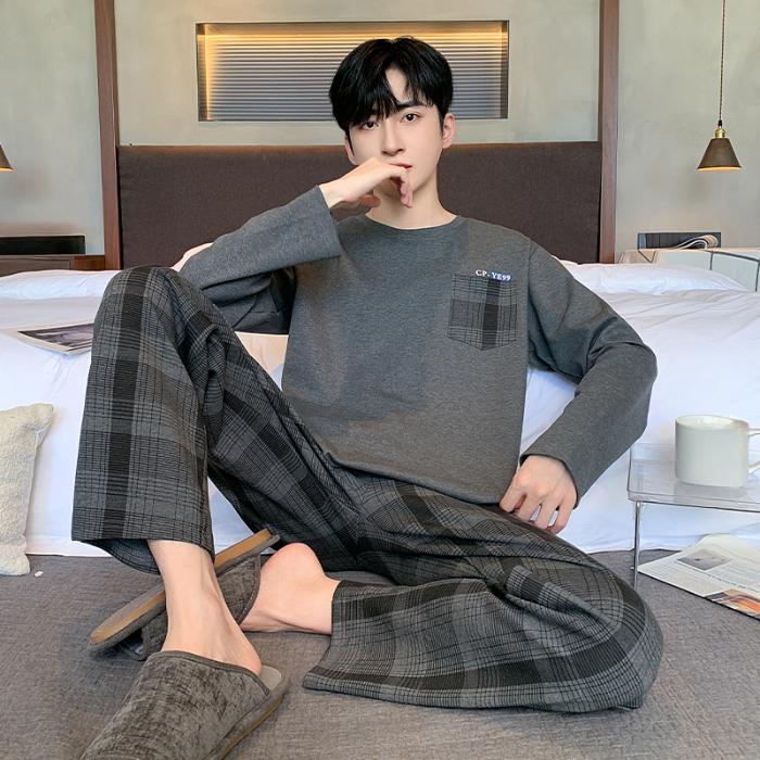 

Plus Size 5XL 6XL Stripe Leisure Men s Pajamas Set Spring Autumn Cotton Boys Sleepwear Long Sleeve Nightwear Pijama Home Wear Clothes 120kg Can Wear 6XL