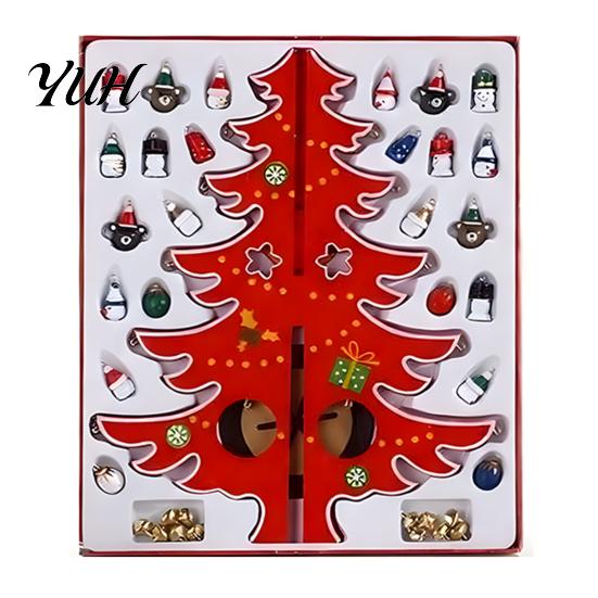 Christmas Party Supplies Wooden Tree Ornaments, 3D Rustic Tabletop Decor Indoor Decoration for Home Desk, Reusable Nordic Style Holiday Centerpiece