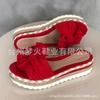 New Sandals Bow Straw Woven Cool Slippers Sandals Women's Shoes