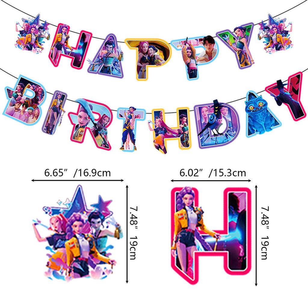 Kpop Demon Hunters Birthday Party Banner Decoration Set With Balloons And Background For Anime Fans