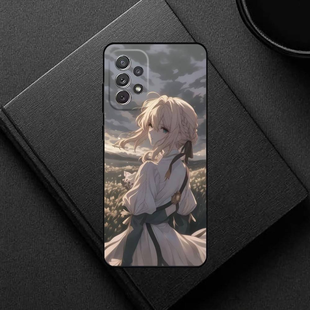 Anime V-Violet evergarden Phone Case For Samsung S25,S24,S21,S22,S23,S30,Ultra,S20,Plus,Soft Silicone Black Cover