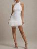 European and American Women's New Sexy Sleeveless Slim Sparkling Plush Dress with Sequins