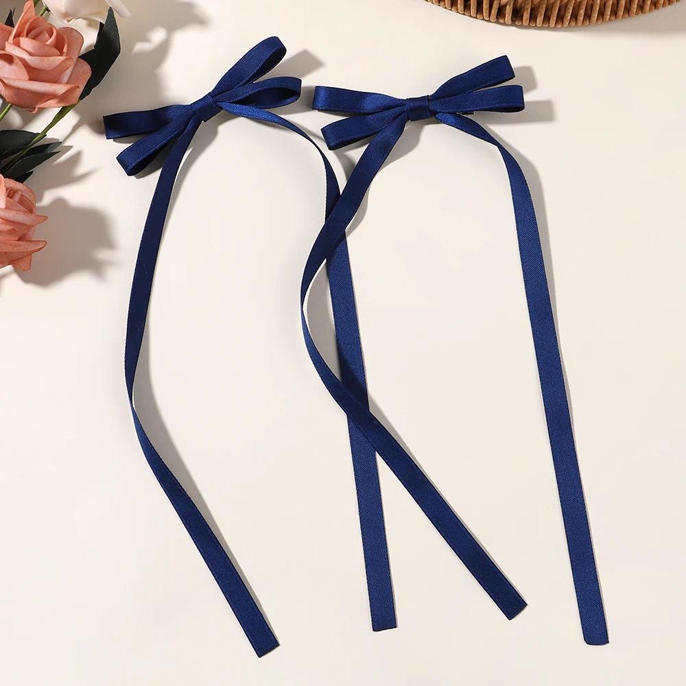 2pcs Long Tassel Ribbon Hairpin Cute Candy Bow Clip for Women Girls Party Gifts Headwear Side Clips Hair Accessories