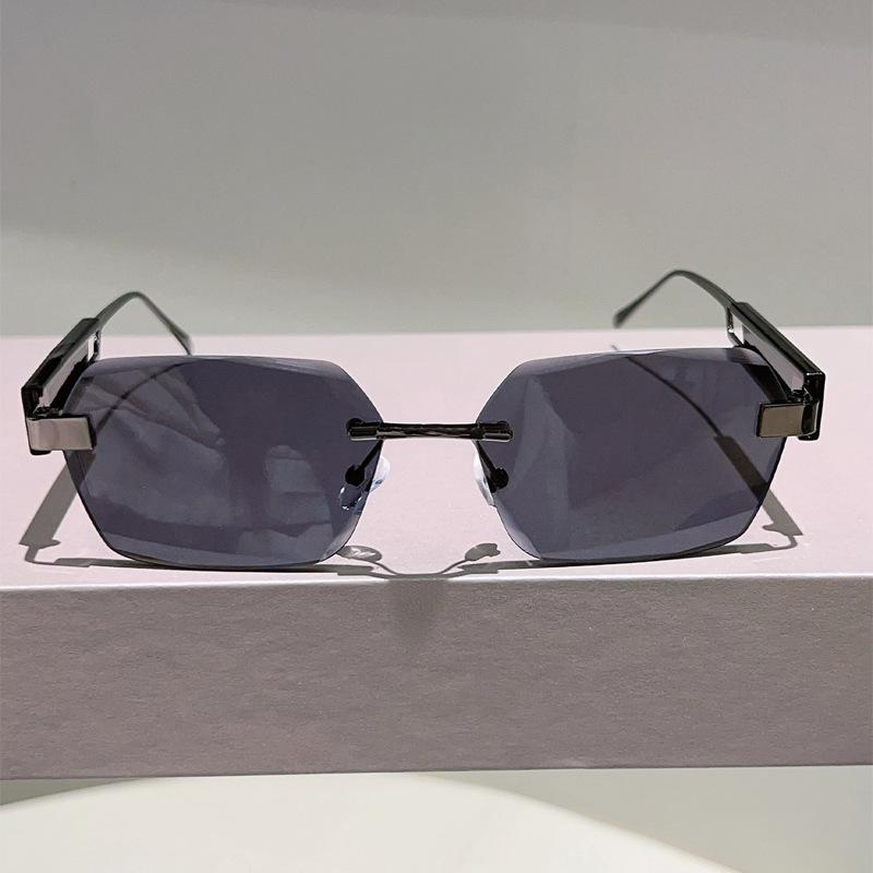 y2k Rimless Luxury Brand Designer Square Sunglasses Women For Men Vintage Punk Diamond Cutting Outdoor Driving Sun Glasses UV400