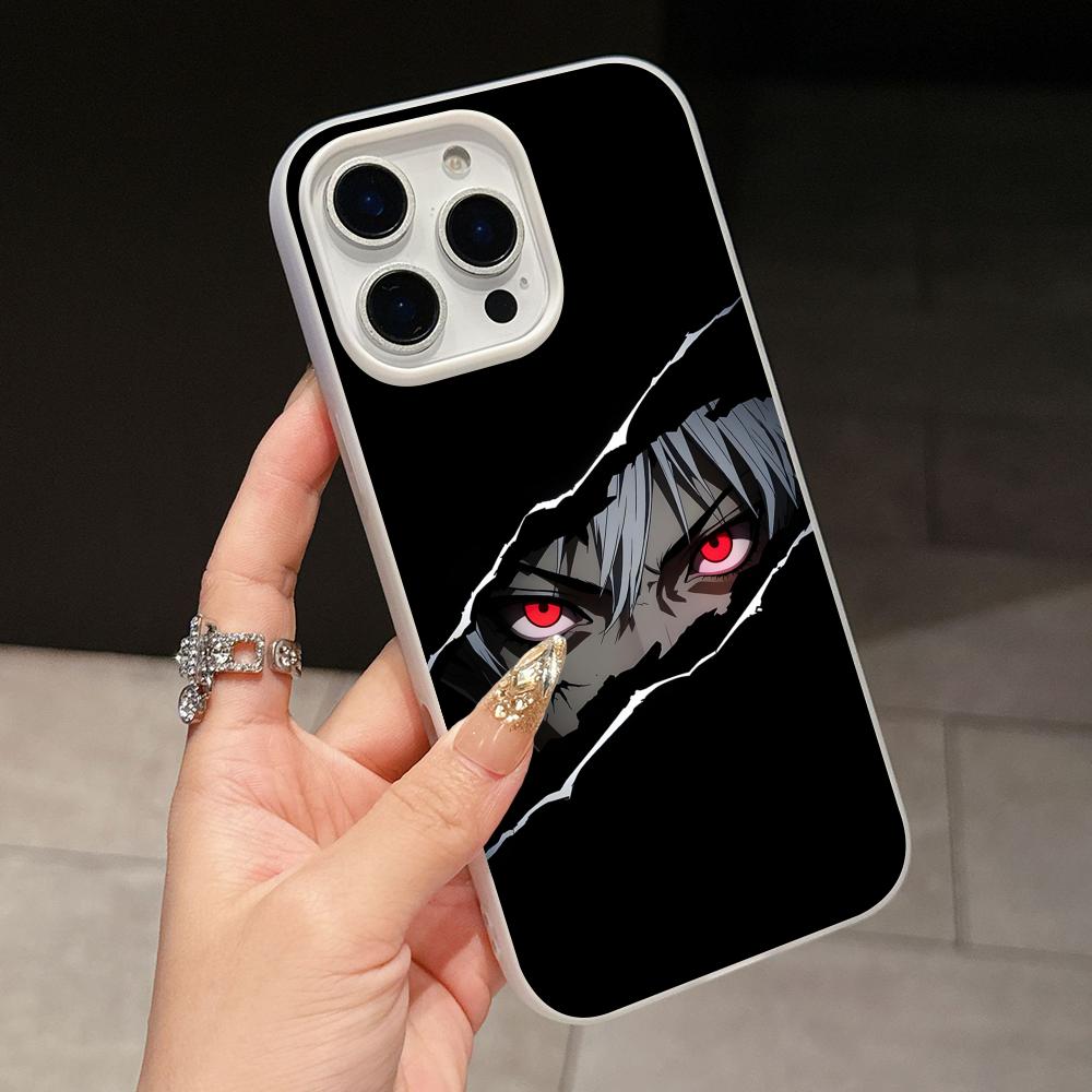 Anime Eyes Phone Case for iPhone 17 16 15 14 13 12 11 Air Pro Max Plus Jelly Double Layer White Cover