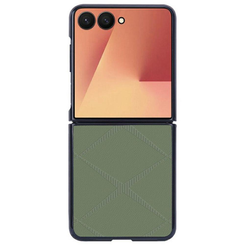 For Samsung Galaxy Z Flip7 5G Case X-Patterned TPU PU Leather PC Anti-Drop Phone Cover