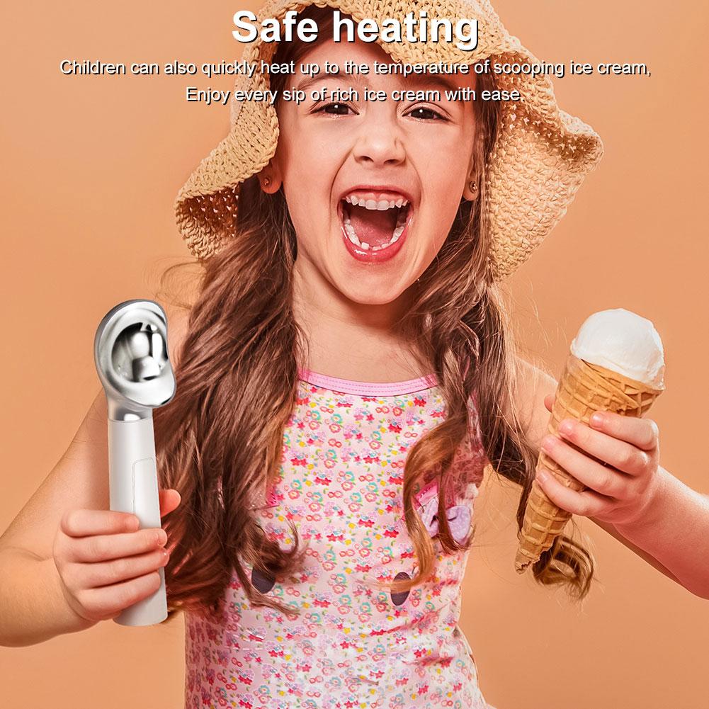 Dobíjecí vyhřívaná naběračka na zmrzlinu Nastavitelná teplota LED displej Samonahřívací lžíce Nerezavějící Vodotěsný Kuchyňský gadget
