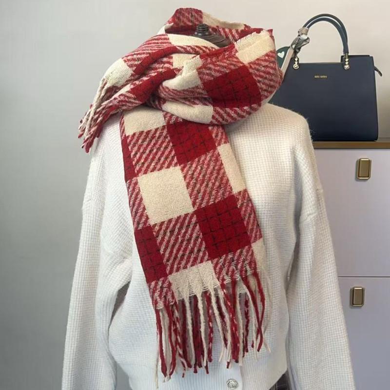 Hochwertiger Schal im koreanischen Stil mit Karomuster: Warmer, verdickter Kaschmir-ähnlicher Schal für Studenten und Paare