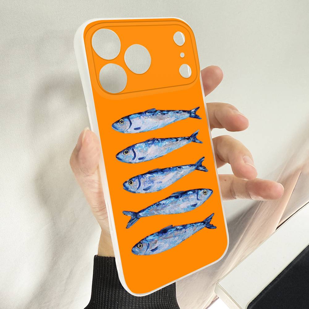 Sardines Fish Art Phone Case For iPhone 14,16,15,11,13,17,12,Air,Mini,Plus,E,Pro,Max Magnetic Magsafe Frosted Cover