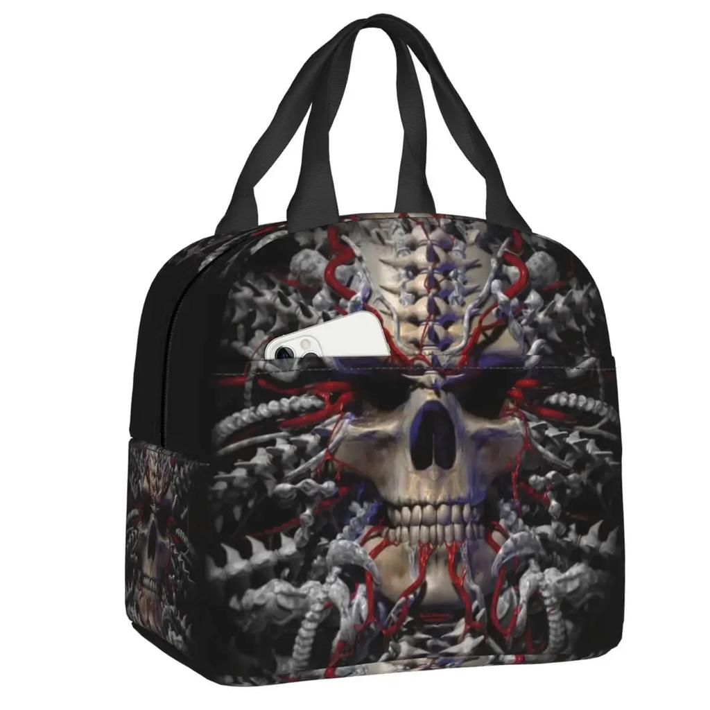 Evil Hands Skull Lunch Bag Leakproof Halloween Gothic Skeleton Thermal Cooler Insulated Lunch Box For Women Kids Food Tote Bags