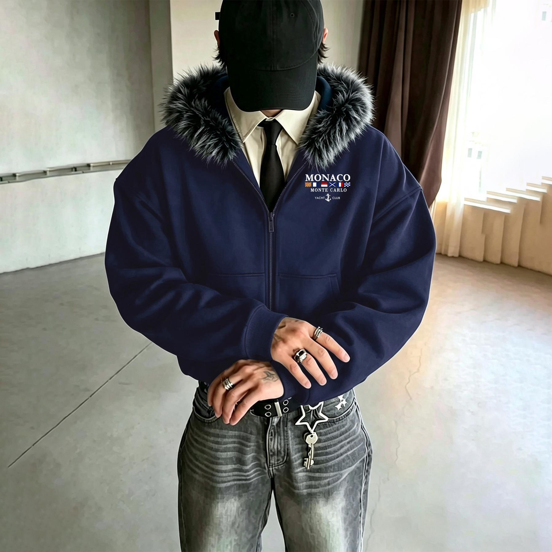 Moderns ar kažokādu apšūts rāvējslēdzēja džemperis