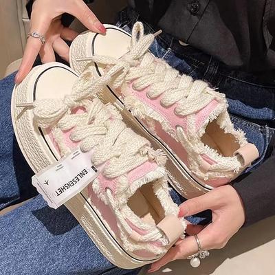 Rosa Canvas Schuhe Damen Plateau Sneaker Basket Femme Frühling 2025 Neu Koreanische Version Bettler Schuhe Weiße Schuhe Skateboard Schuhe