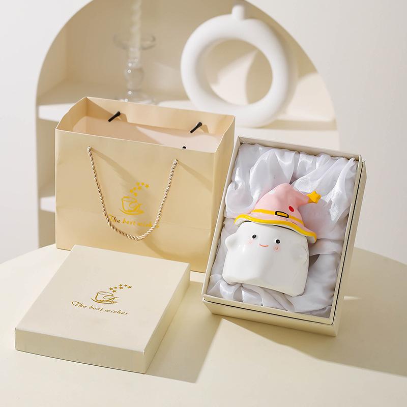 Birthday Gift Funny Ghost Mug with Lid Ceramic Cup Niche Gift Souvenir Water Cup Halloween Gift