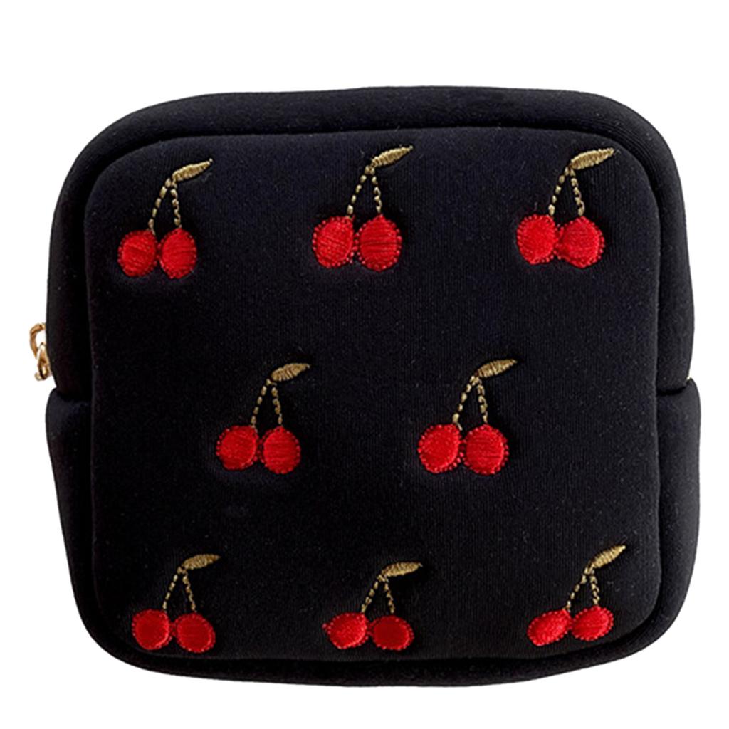 Cherry Cosmetic Bag Advanced Sense Simple Portable Large-Capacity Color Cosmetic Storage Bag Female Cherry Wash Bag