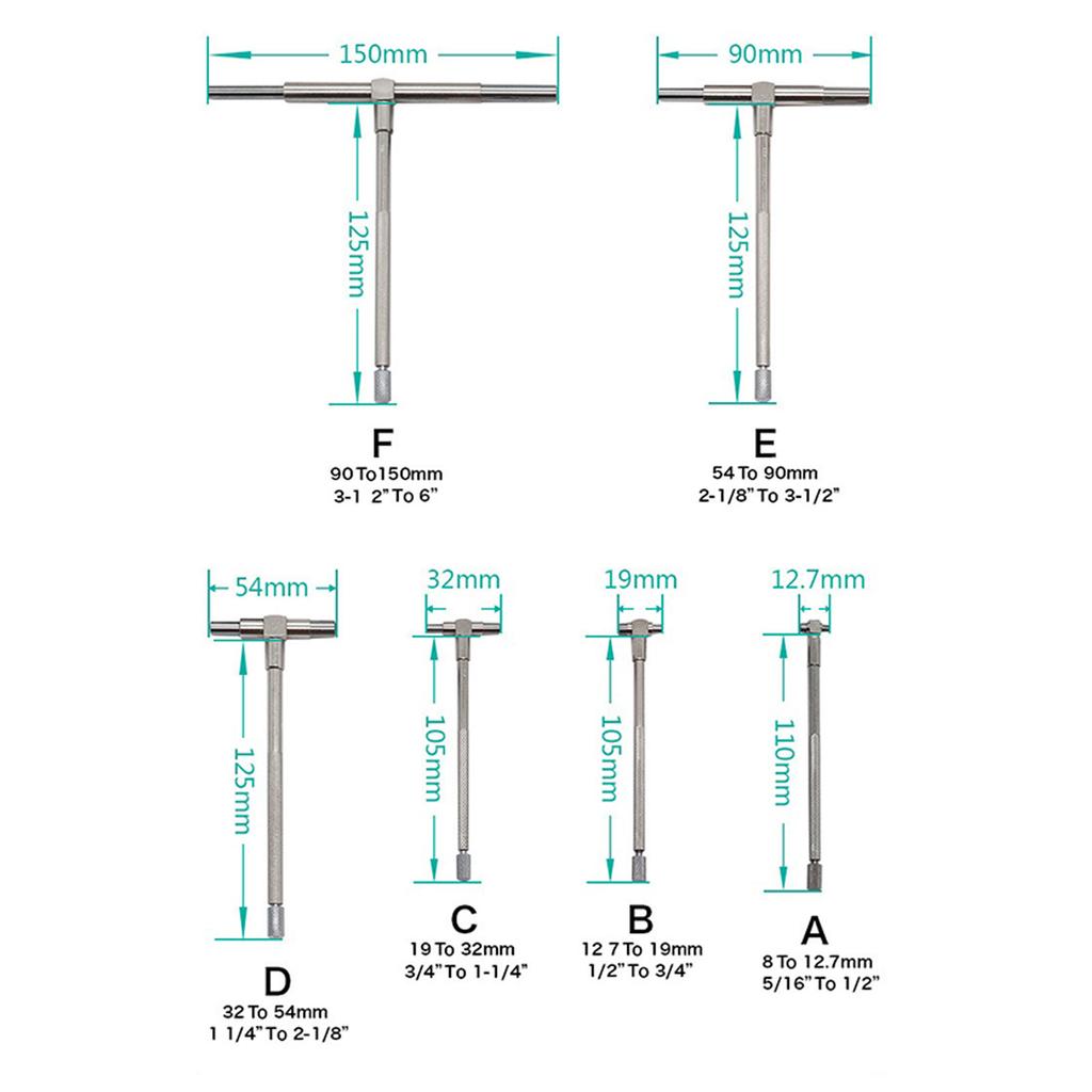 T-Bore Hole Gauge Plated Square for Head Telescopic Gauge Micrometer Measuring T