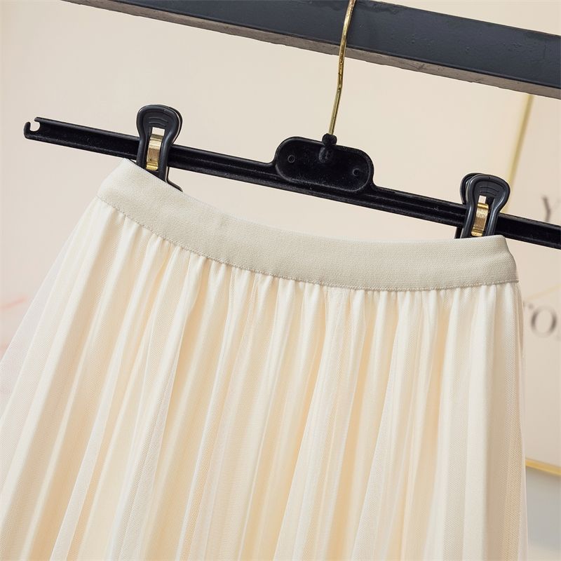 Skirt for Women Casual Versatile Elastic High Waist Long Loose Trousers Plus Size Double Layer Thickened Stretchy Slim Solid Colour Skirt