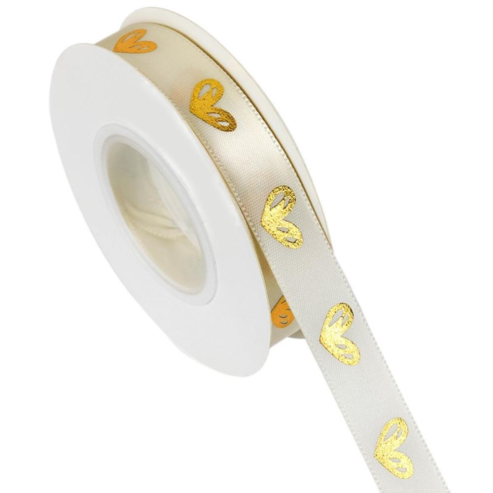 1.5cm*16 meters Valentine s Day Series Ribbon Love Printed Festive Atmosphere Ribbon Gold-stamped Heart Ribbons бежевый