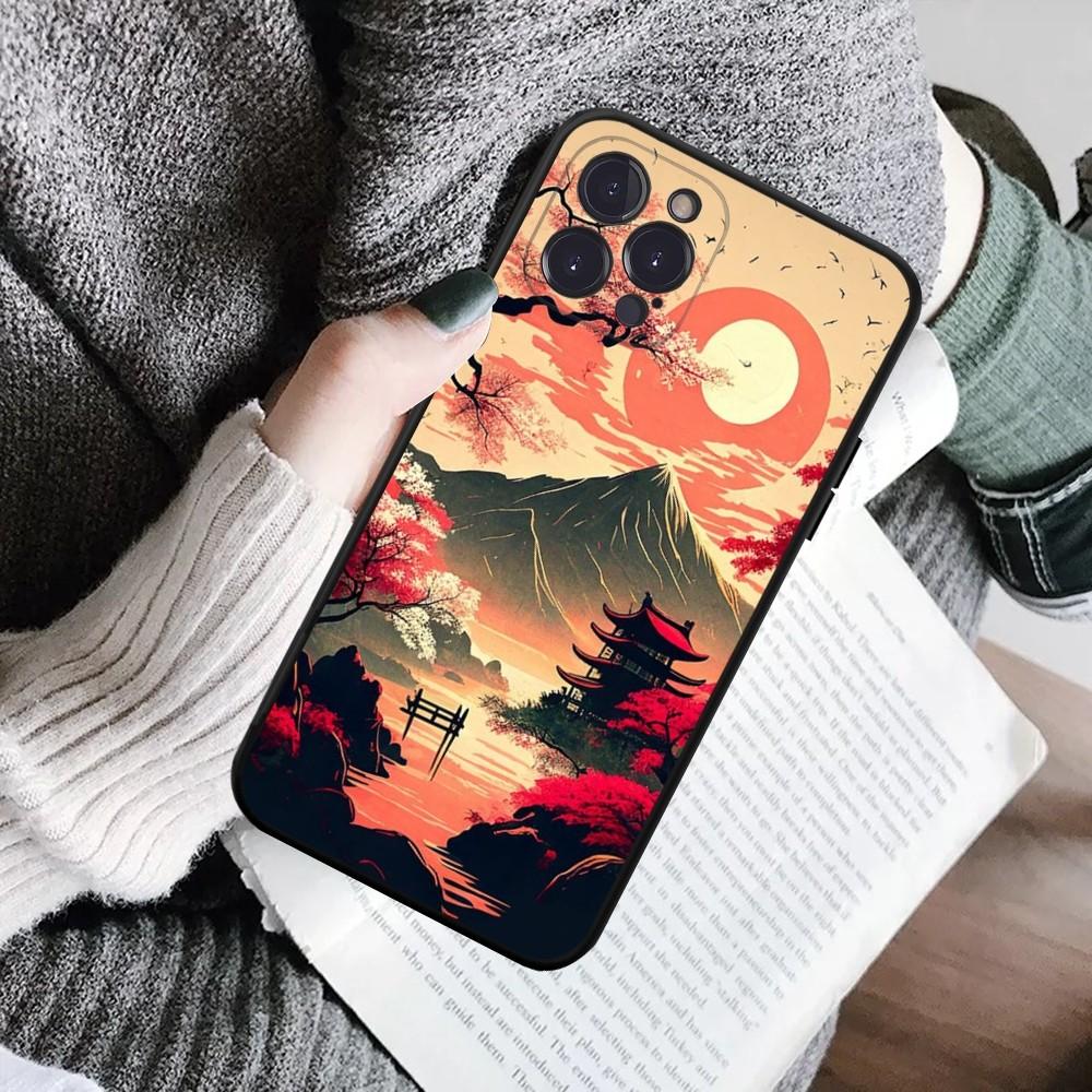 Japanese Landscape Phone Case For IPhone 16 15 8 7 6 6S Plus X SE XR XS 14 11 12 13 Mini Pro Max Mobile Case
