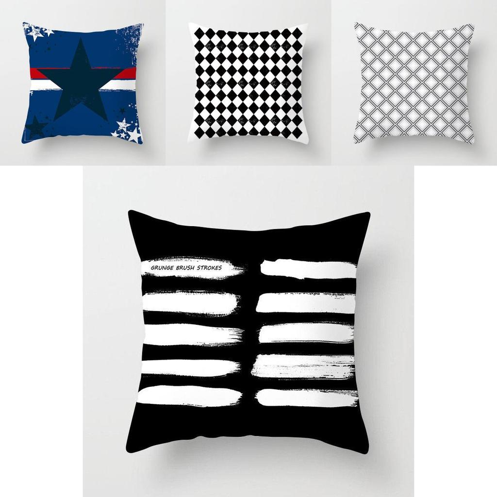 Stylish Geometric Cushion Cover With Dotted Grid And Triangular Patterns For Modern Decor