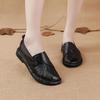 New Flat Women's Shoes Genuine Leather Casual Color-blocking Women's Singles Shoes Middle Mother's Shoes Large Size Shoes