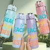 1PC Beaches Booze Besties Summer 750ml Color Plastic Sports Water Bottle Leakproof Flip Straw Lid Suitable for Sports Office Home Use