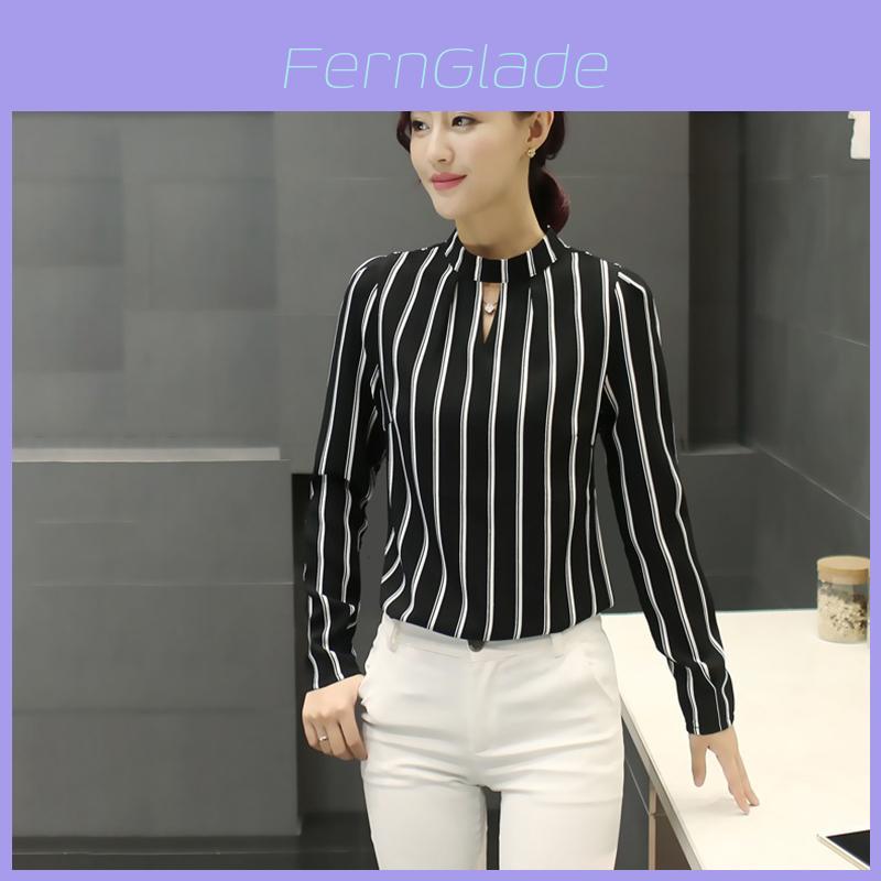 Elegant Women Long Sleeve O-neck Stripe Blouse With Premium Quality Fabric And Timeless Design