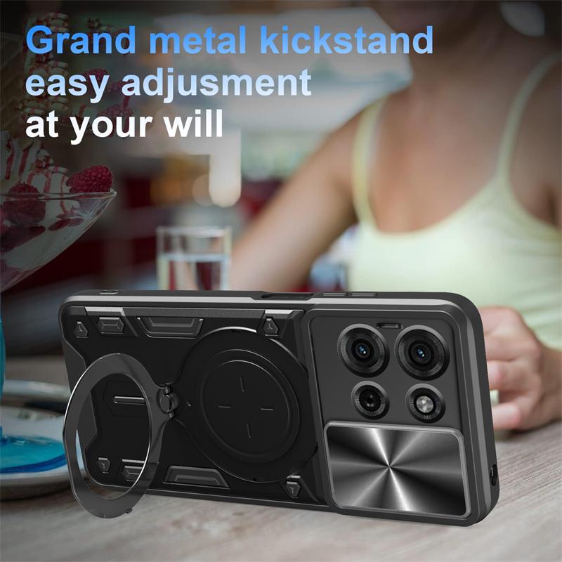For Motorola Moto G75 5G Case Armor Magnetic Car Holder Ring Phone Case For Moto G75 G 75 MotoG75 Slide Lens Protect Back Cover
