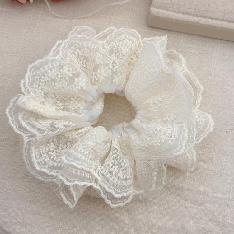 Feminine Elastic Hair Scrunchy with Unique Double Layer Lace Hairband Hairpieces Large Hair Accessories for Women