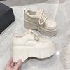 Fashion Women Warm Fur Snow Boots Winter Soft Leather Motorcycle Short Boots High Platform 9CM Ladies Chunky Plush Sneakers Botas Mujer