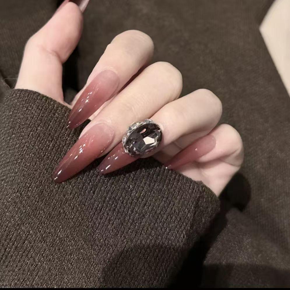 

Large Nude Gradient Diamond Manicure Nails - Women s High-End Whitening Finish False Nail Patches SG-230 (XS) [10 pieces]