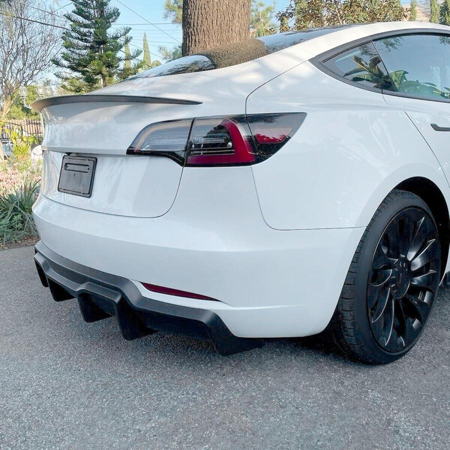 Rear Diffuser Compatible with 20172025 Tesla Model 3 Sedan V Style Rear Bumper Diffuser Lip Valance Splitter Body Kit ABS Plast