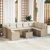 10-piece Garden Sofa Set with Brown Poly Rattan Cushions, Two-seater Garden Sofa with Cushions 3345871