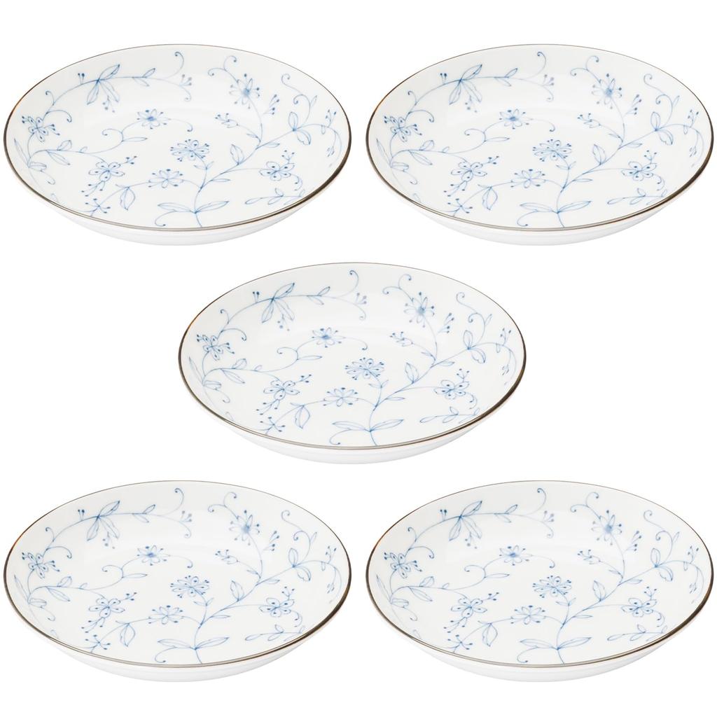 Mino Ware Dinnerware Set of Includes Side Plates and Microwave and Dishwasher Made In Product Number 564616 "Line Arabesque" 5, Plates, Approx. 16.5cm